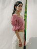 Vegan ADELE top in GOTS organic cotton with vichy pattern, handmade in Switzerland, includes a waist belt.